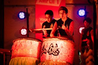 Drumming performance on stage