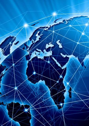 Map of the world showing internet 