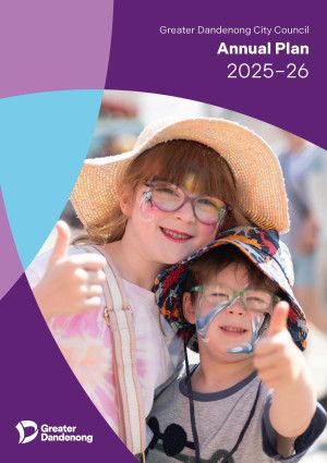 Annual Plan 2025-26 cover with two children at a festival